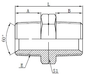 Цртеж на хидраулични NPT машки адаптери